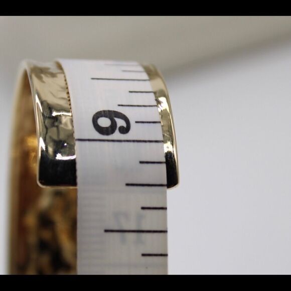 14k 19mm Hammered Polished Cuff Bangle - Picture 11 of 13